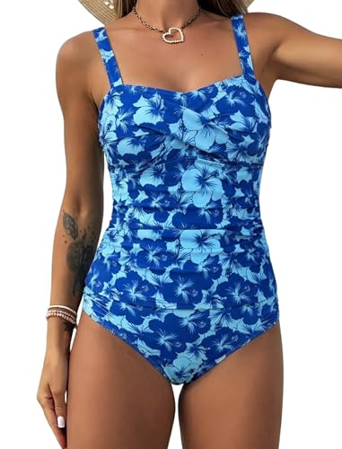 Image of ZAFUL Tankini Swimsuits for Women Tummy Control High Waisted Twist Front Ruched Two Piece Bathing Suit
