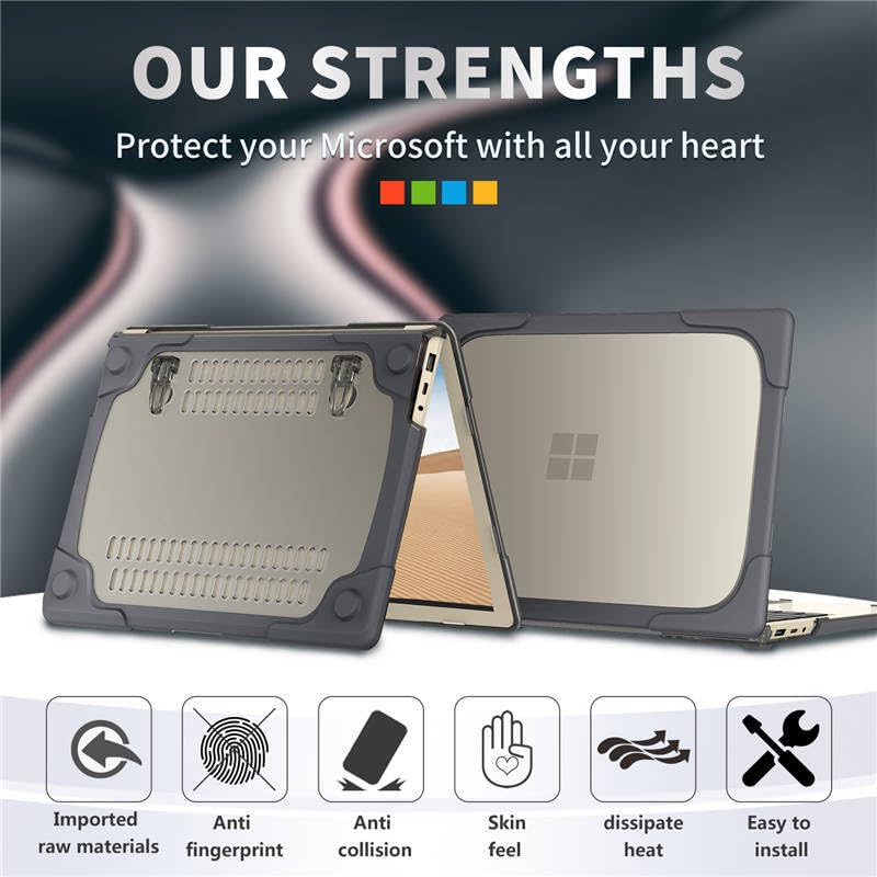 Funda compatible con Microsoft Surface Laptop Go2 de 12.4" Modelo: 2013 (Color: Caqui) Funda rígida con soporte frontal y trasera