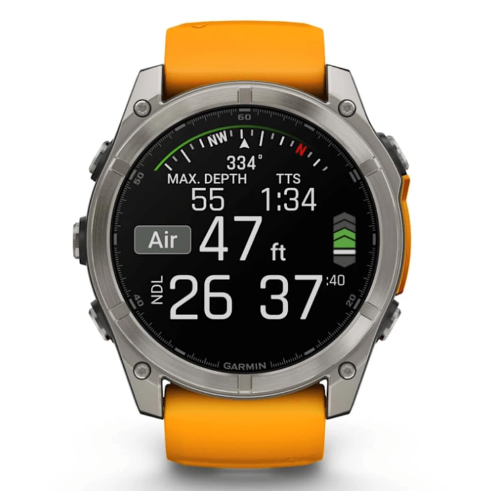 Garmin Fenix 8-51 MM, AMOLED, titanio zaffiro con cinturino in silicone SPARKORANGE/grafite