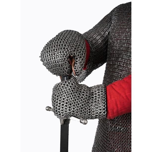 Medieval Armor Mitten Chain Mail Gloves 10 MM ID Flat Riveted with Washer