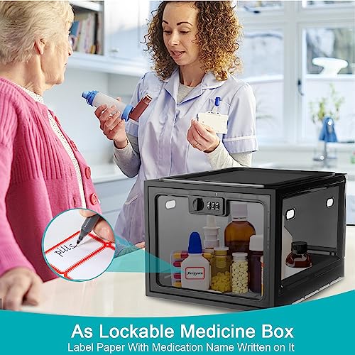 Image of Lalifebuss Combination Lock Boxes for Personal Items, Lockable Storage Box for Office Locker /School /Medicine /Snacks /Phone Jail /Electronic /Home (2 Pack /Black)