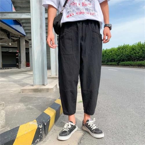 Men's Casual Pocket Trousers Polyester Korean Style Streetwear Long Pants4