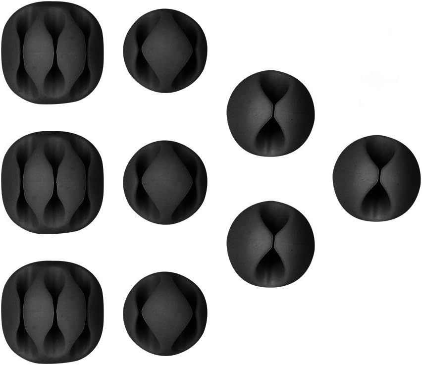 Cable Tidy Clips, BAKTOONS 9 Pack Cable Organisers, Cable Holder White for Organizer Desktop Wire and Computer Charging and Mouse Cord (Black-9pc)