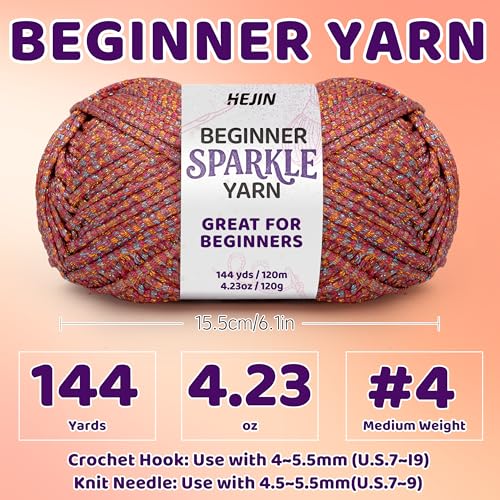 Image of 120g Laser Red Yarn for Crocheting and Knitting; 120m(144yds) for Beginners with Easy-to-See Stitches; Worsted-Weight Medium #4; Yarn for Beginners Crochet Kit Making