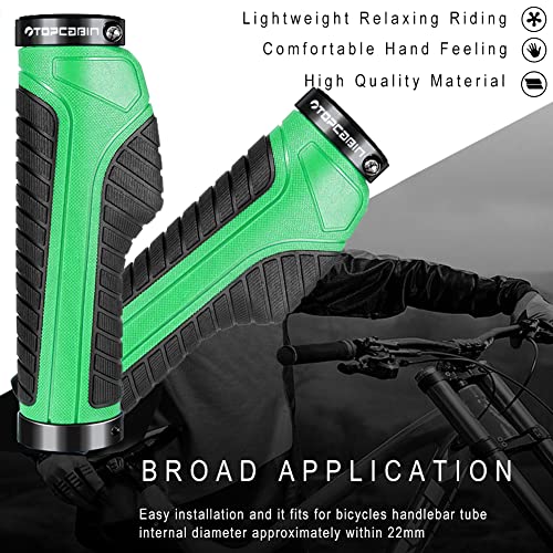 Image of TOPCABIN Ergonomic Bike Grips - Widen Holding Rubber Grips with Aluminum LockGrips for Mountain & Road Bikes