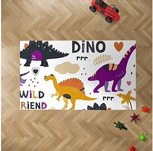 Oedim Kindisch Ausserirdisch farbige Dinosaurier Teppichboden PVC Zimmer | 95 cm x 95 cm | PVC...