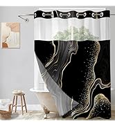 TERSUM No Hook Shower Curtain With Snap In Liner