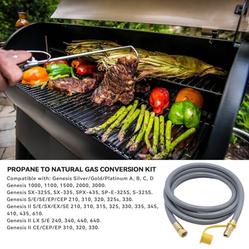 Upgraded Propane to Natural Gas Conversion Kit it Fit for Weber Genesis, Spirit, Genesis II, Spirit II Gril, 10FT Natural Gas Conversion kit with Regulator & Brass Nozzles in Four Different Orifices