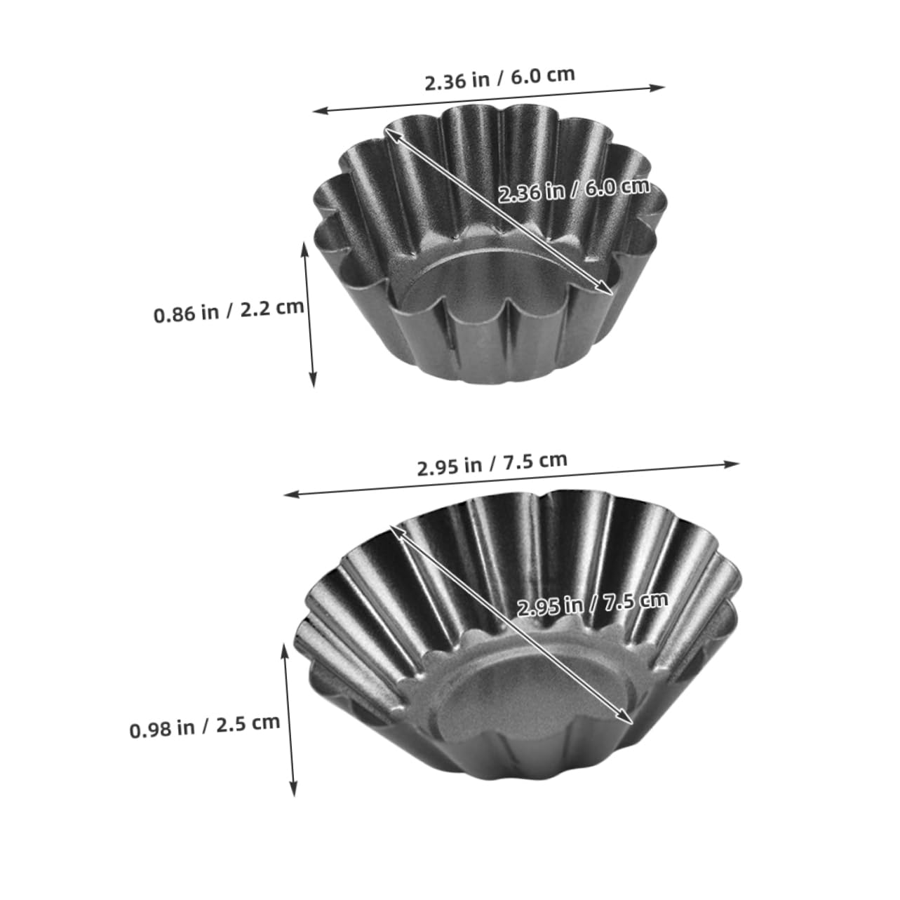 PLAFOPE 4pcs Tart Mould Carbon Steel Egg Tart Cups Non-stick DIY Baking Molds For Pudding Carbon Steel Baking Cup Cupcake Tart Pan