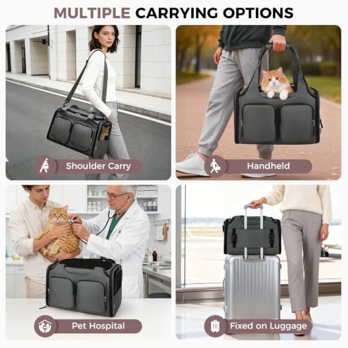 Image of Dog Cat Carrier Airline Approved Collapsible Soft-Sided Pet Travel Bag