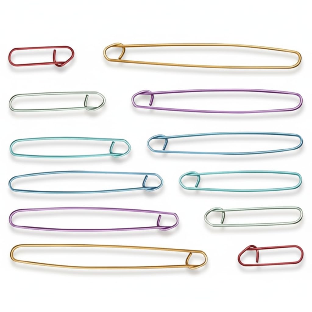 12Pcs Stitch Holders for Knitting - Colorful Metal Safety Pin-Shaped Knitting Stitch Holders - Practical Knitting Accessories for Crochet, Blankets, Scarves, Quilting, Sewing and DIY Projects