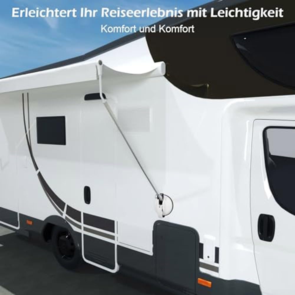 Staffa per tenda da campeggio, con base a ventosa, per camper e roulotte, in metallo ABS bianco