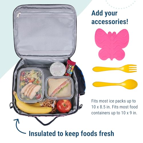 Image of Wildkin Kids ECO rPET Insulated Lunch Box - Keeps Food Hot or Cold, Easy-Clean Lining, Mesh Pockets & BPA-Free - Boys & Girls, Ideal for School, Travel & Daycare - Rainbow Hearts