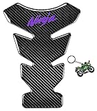 REVSOSTAR Real Carbon Fiber Motorcycle Decal Vinyl Tank Protector, Motorcycle Gas Tank Pad for Ninja 250 300 2008-2018 (Purple Color)