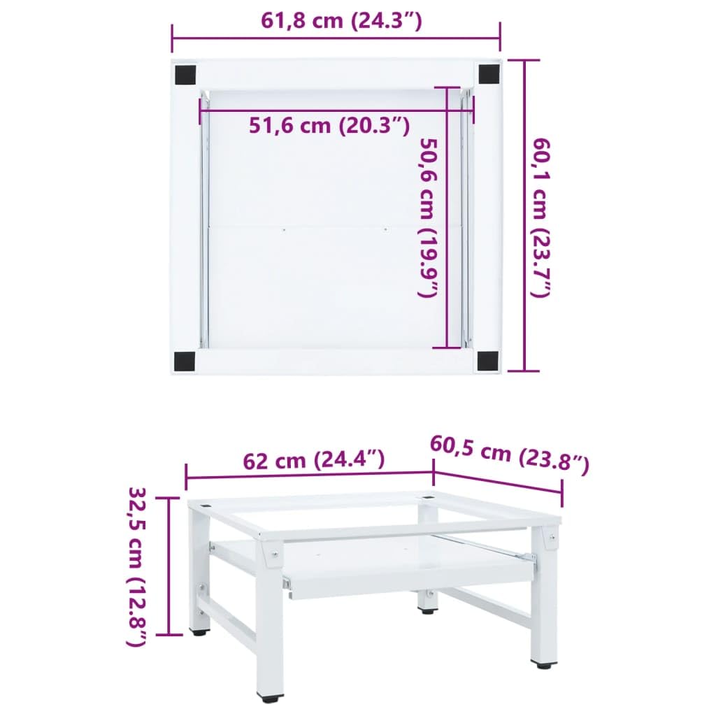 Brokky Supporto Lavatrice e Asciugatrice con Mensola Estraibile Bianco-Base Torre, Kit di Sovrapposizione Lavatrice Asciugatrice Universale, Supporto Premontato con Ripiano Estraibile