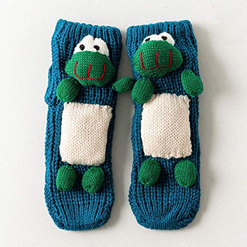 Preisvergleich Produktbild DYWER Rutschfester Strickpullover Warme Haushalts-Bodensocken für Frauen Crew-Socken Kleidersocken 3D-Cartoon-Tierschlafsockel Mittelröhre rutschfeste Eltern-Kind-Pantoffelsocken