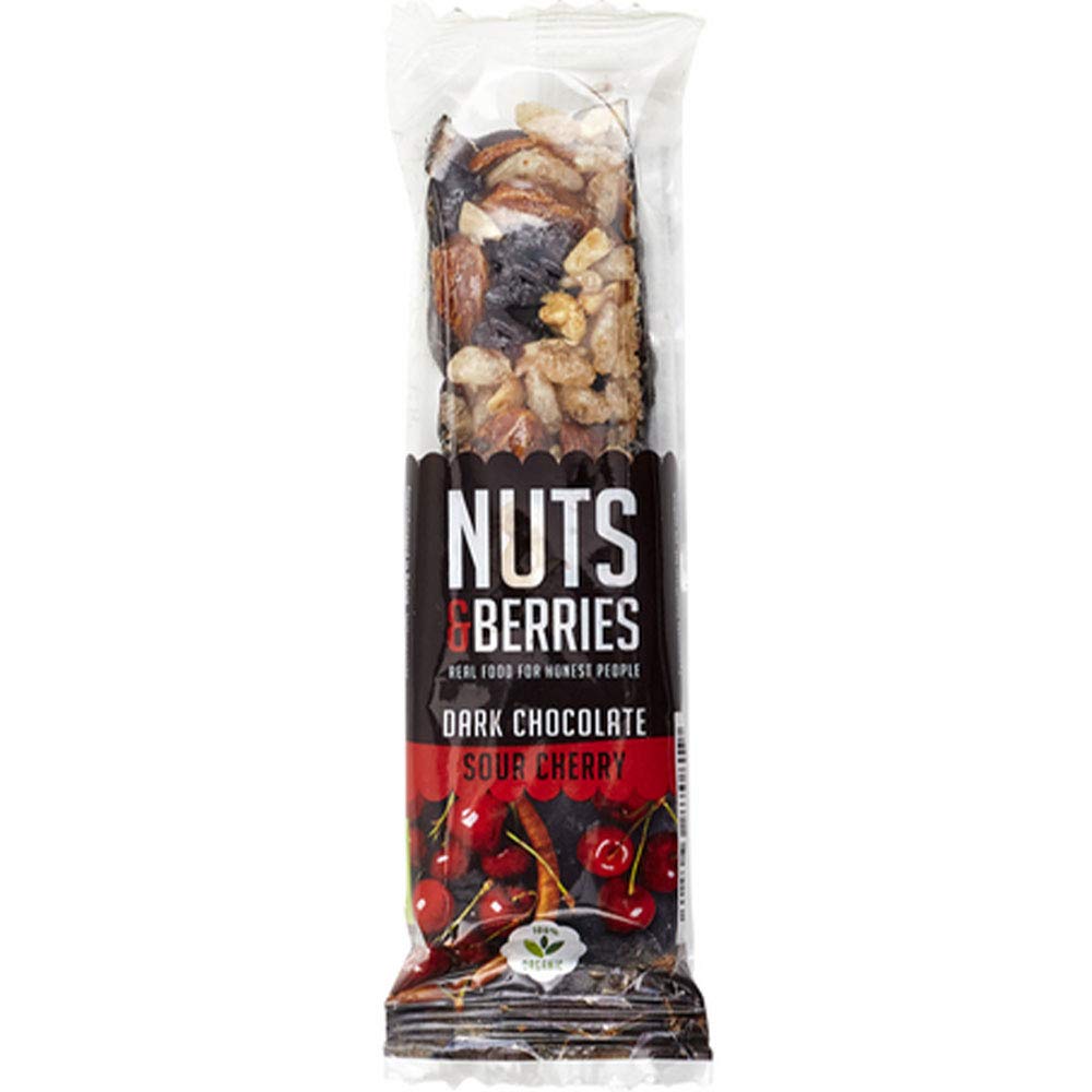 GenericNuts & Berries - Organic Dark Chocolate Bars Sour Cherry 40g (Pack of 2)