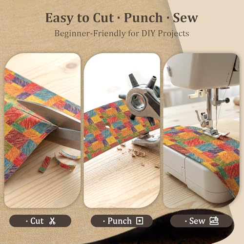 Image of SorenCut Cork Fabric Roll 12 x 52 Inch - Colorful Squares Print Cork Leather Fabric for Earrings, Bow Making, Bags, Wallets & DIY Sewing Projects - Vegan Leather Alternative Craft Sheet