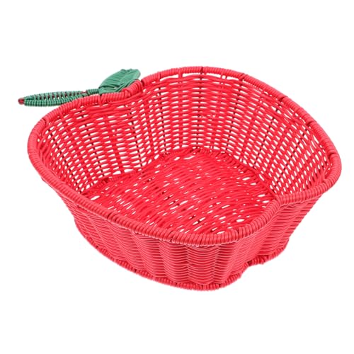 Happyyami Apple Shaped Woven Storage Basket for Fruits Snacks Sundries Cute Decorative Food Holder for Home Kitchen Tabletop Use Multi Functional Decorative Tray