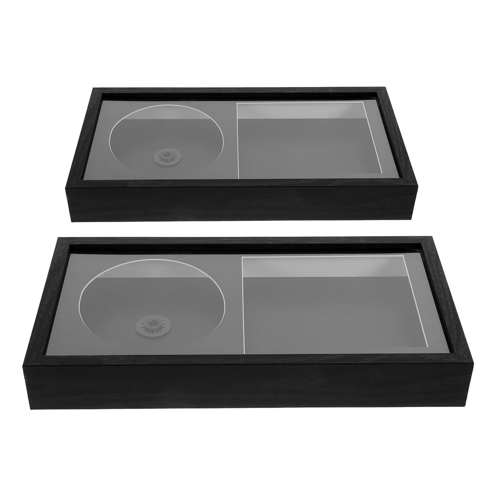 2 Szt. Częściowa Czarna Ramka Ścienna Płyty CD z Podwójnym Rowkiem Akrylową Osłoną i Ochroną przed Kurzem Do Kolekcji Autografów i Podpisanych Kompaktów Praktyczna Dekoracja Ściany