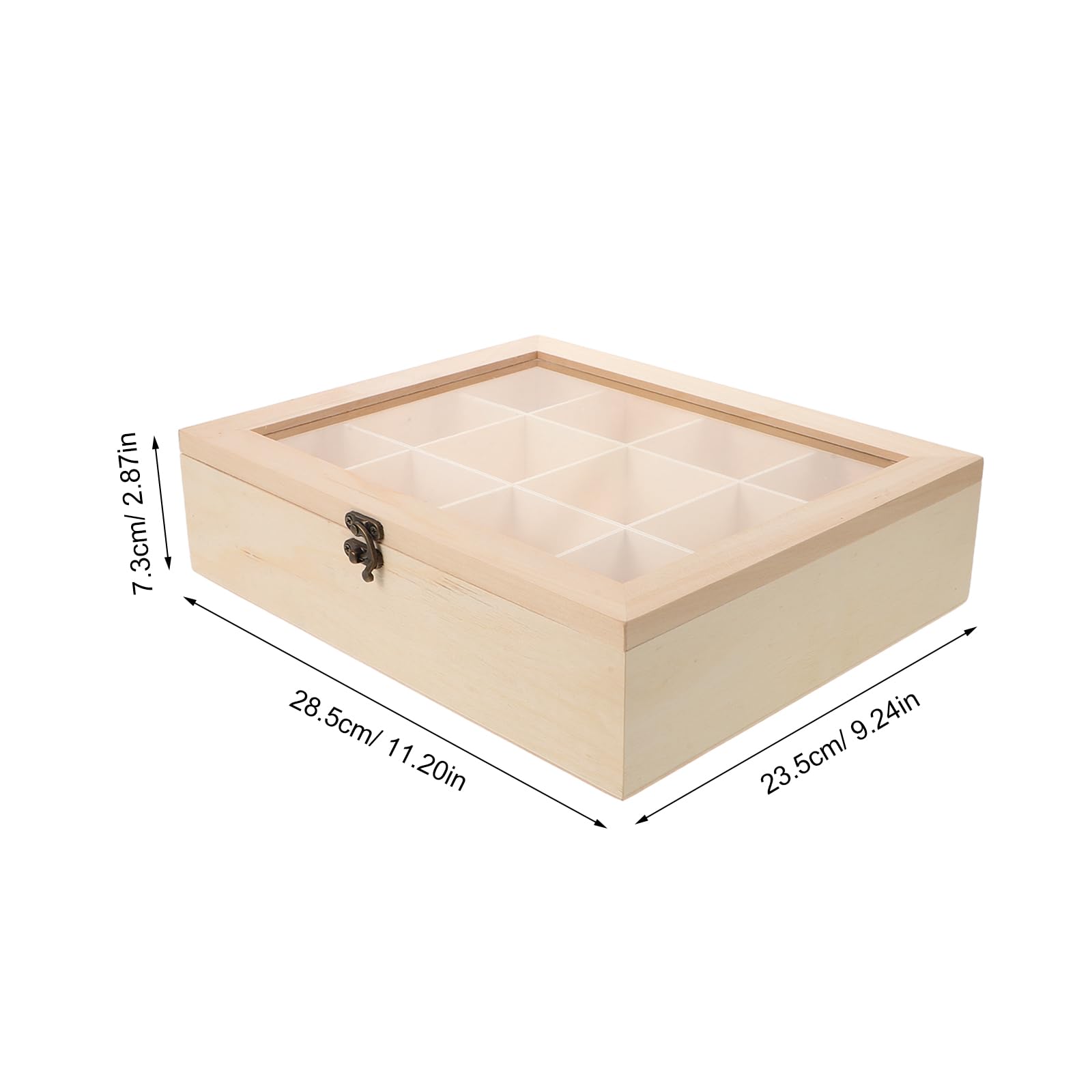 TEHAUX Contenedor Organizador de Bolas de Secadora de Madera con Tapa, Caja Dispensadora Transparente para Lavandería, 30 X 30 X 5 Cm, Almacenamiento para Bolas de Secadora y Accesorios