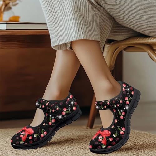 Binienty Women's Flats Mesh Mary Jane Shoes Round Toe Buckle Strap Tennis Walking Shoes Beach Travel Footwear3