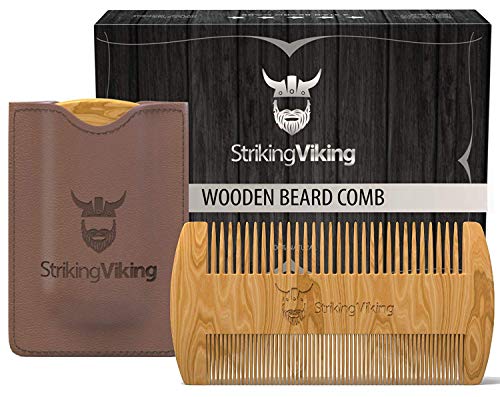 Striking Viking Wooden Beard Comb & Carry Case - Premium Sandalwood Beard Comb