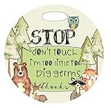 Mumsy Goose Woodland - Stop Don't Touch Forest Critters Newborn Baby Car Seat Tag Stroller Sign...