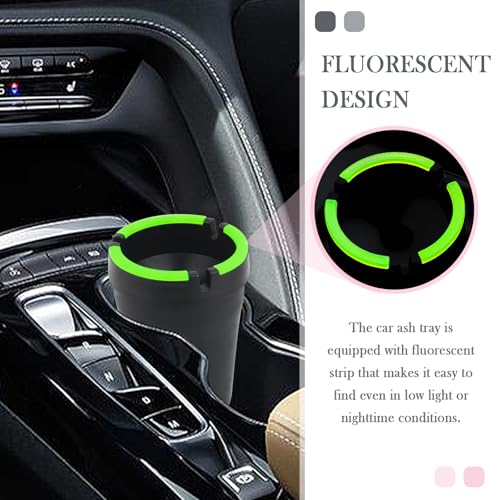 Image of Car Ashtrays for Cup Holder Smell Proof,Multi-Functional Smokeless Ashtray for Car Storing Cigarettes,Rubbish,Ashtray with Lid Smell Proof for Most Vehicles (Black)
