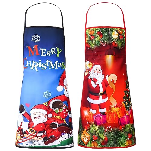 Opopark 2Pcs Christmas Aprons Santa Snowman Kitchen Apron Red Apron for Xmas Party Chef Cooking Restaurant House Cleaning(70 * 80cm) - Cosy Home Interiors Opopark 2Pcs Christmas Aprons Santa Snowman Kitchen Apron Red Apron for Xmas Party Chef Cooking Restaurant House Cleaning(70 * 80cm)