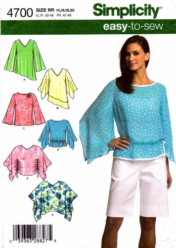 Patron couture hauts ponchos femme tailles 42-48 Simplicity 4700 pour ajustement idéal
