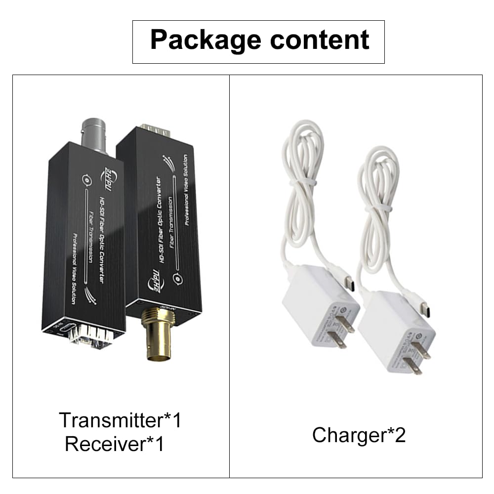 HD-SDI Glasfaser 1080P 30Hz 12,4 km Video-Konverter | Unkomprimiert für Überwachungskamera, CCTV-Video, unterstützt 1080P Single-Mode bis zu 12,4 mi, Mini-Design mit Typ-C-Power