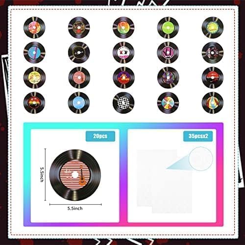 Miniatura 2 de WrtmyR Paquete de 20 discos de vinilo en blanco para decoración de color negro (cartón material)