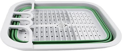 Miniatura 3 de SAMMART Escurridor de platos de plástico plegable de 7.3L (1.9 galones) con escurridor, juego de escurridor plegable, organizador de vajilla