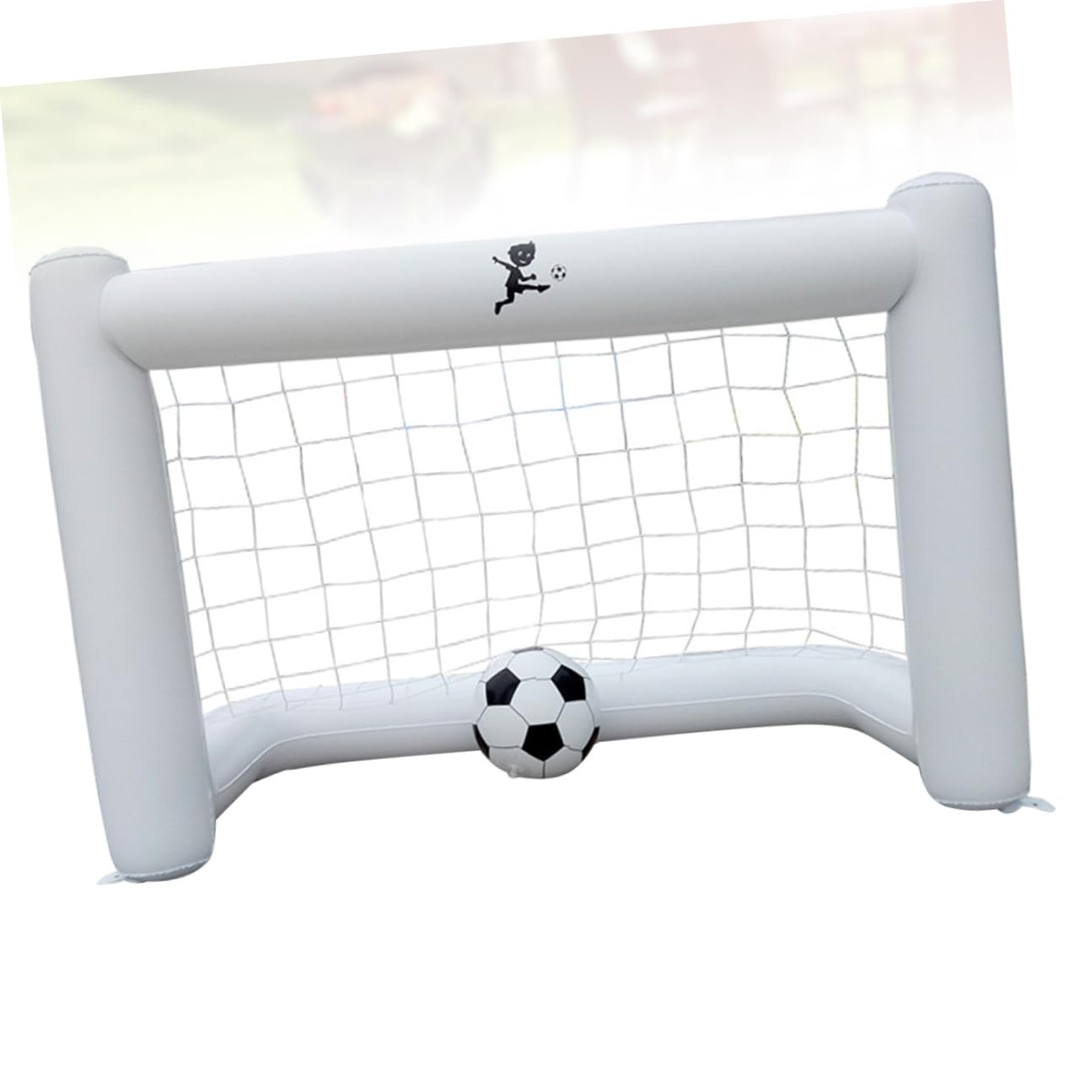 Porta da Calcio Gonfiabile 160cm Bianca in PVC con Rete e Pallone | Porta Gonfiabile Calcio per Picnic e Giardino, Pvc Leggero, Rete e 1 Pallone, per Parco e Scuola Sportiva