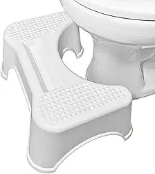 Banquinho Vaso Sanitário de Cócoras Com Suporte de Celular e Antiderrapante Ergonômico (Branco)
