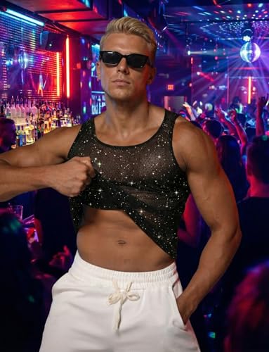 Camiseta sin mangas de malla con diamantes Maeau para hombre 3