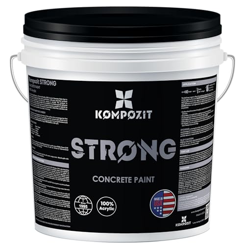 KOMPOZIT Dove Gray Concrete Floor Paint 3.5 Gallon | Satin Finish | Interior/Exterior - 100% Acrylic, Self-Priming, Hot Tire Resistant – for Garage, Driveway, Patio, Basement, Pool Deck