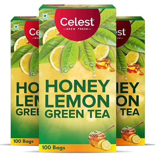 Image of Celest Honey Lemon Green Tea 100 Tea Bags | Honey lemon Green Tea | Pack of 3 | Total 300 Teabags