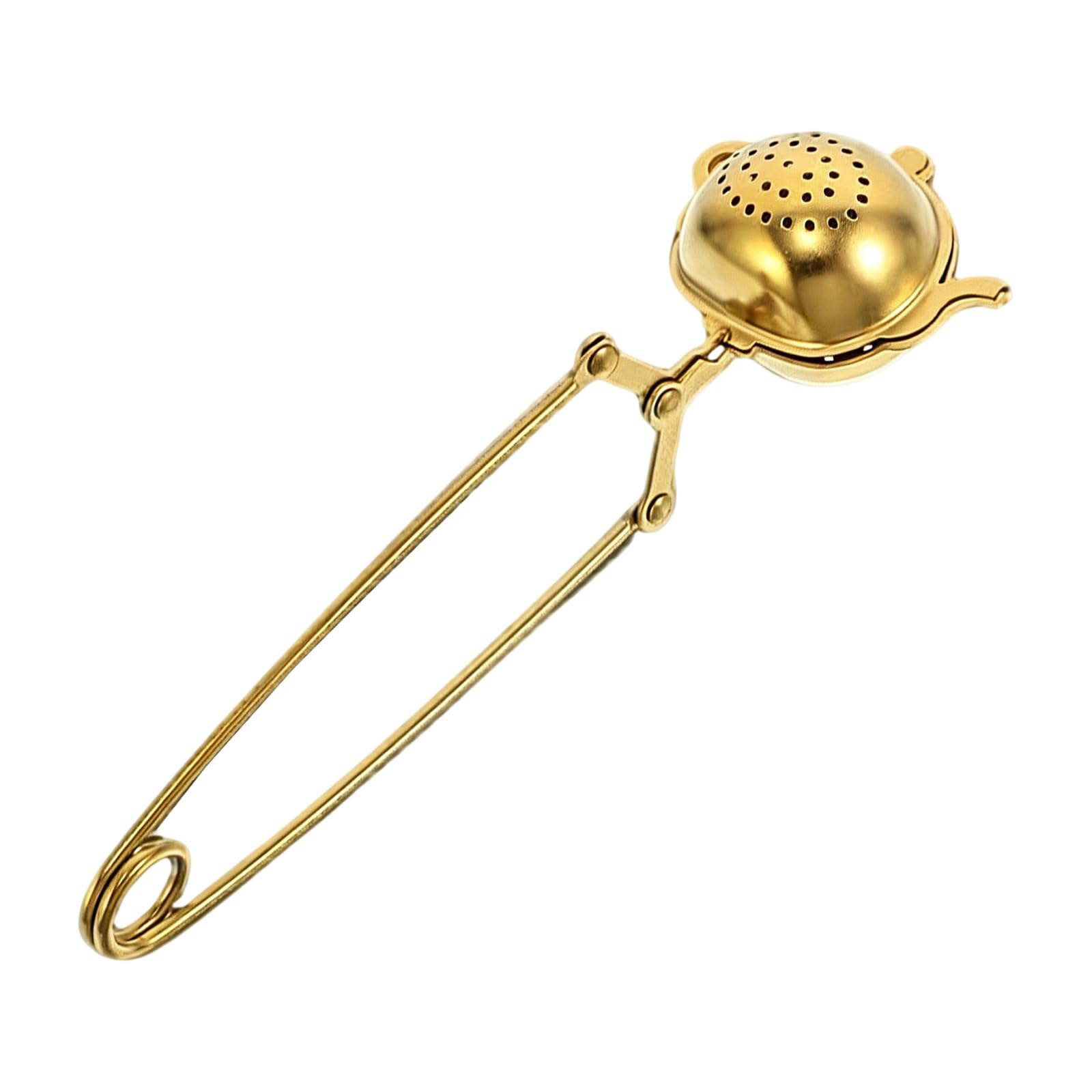 Shntig Stylish Gold Plated Tea Ball Infuser with Fine Meshes Design Stainless Steel Tea Strainer for Great Brewing Strainer with Long Handle