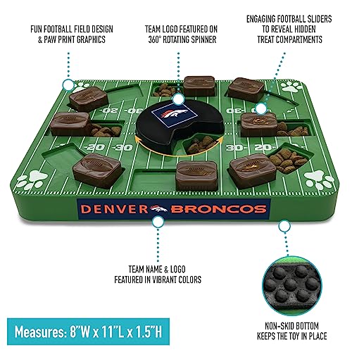Image of Pets First NFL Denver Broncos Puzzle Toy for Dogs, Slow Feeder Board for Pets, Interactive Doggie Treat Toy