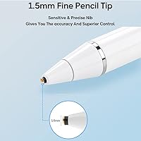 Vista 4 de Stylus Pen for iOS Android Touch Screens Pencil Compatible with iPad/iPad Pro/Air/Mini/iPhone/Cellphone/Kindle/Apple Tablet Drawing Pencil (White)
