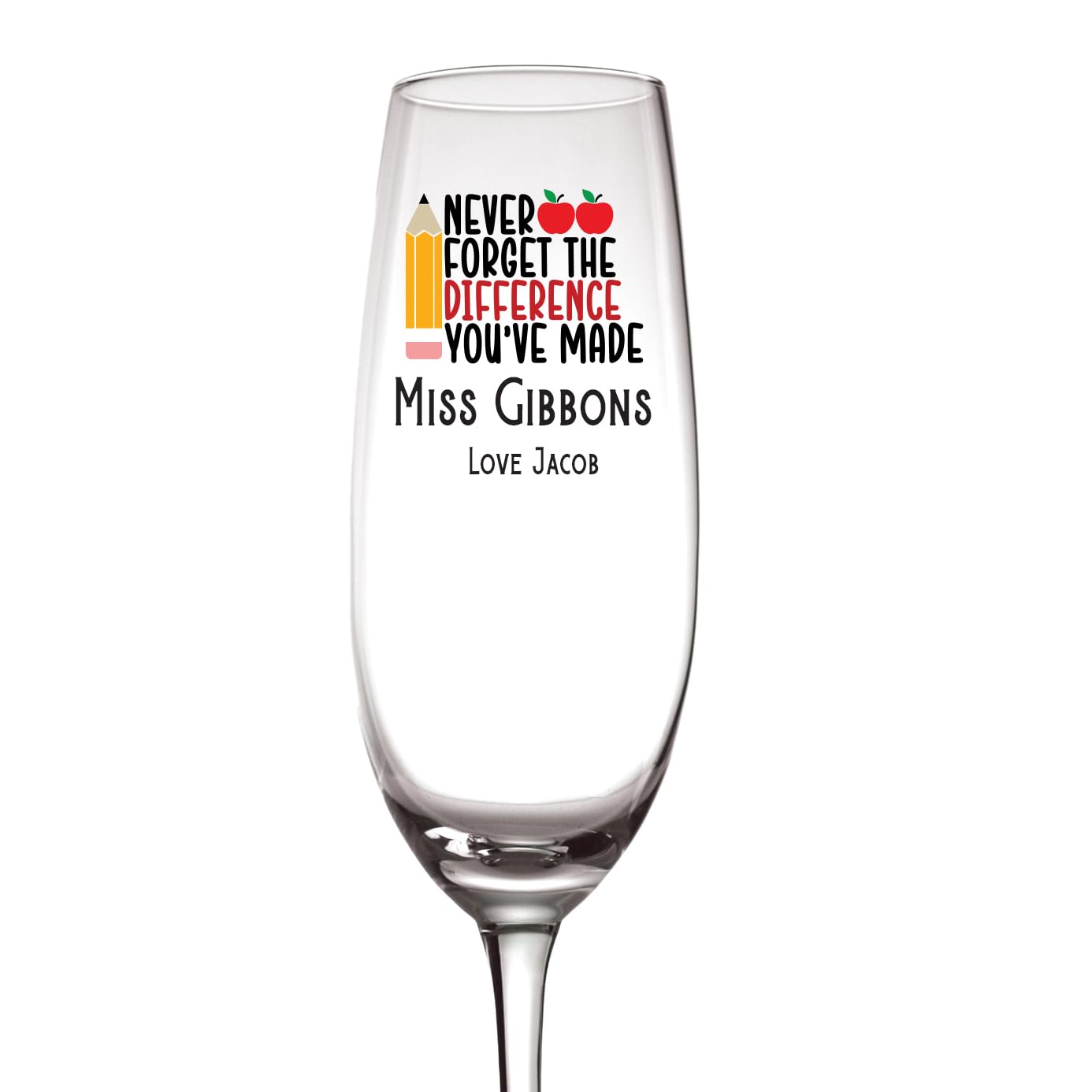 ukgiftstoreonline Personalised Teacher Champagne Prosecco Glass Gift Never Forget
