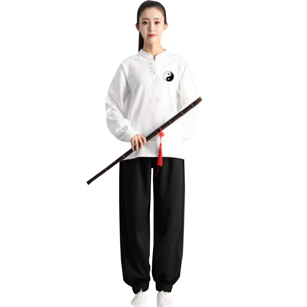 Abiti Tai Chi 2 Pezzi Tuta da Uomo E Donna T-Shirt da Boxe Tai Chi Tinta Unita Cotone Competizione Abiti da Allenamento,E-XXXL
