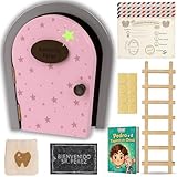 HOMYKIDS® Puerta Ratoncito Perez Magica | Abre y BRILLA | Cuento GRATIS | Certificados | Puerta Raton Perez Casita Ratoncito Perez | Idea Regalo Cajita Dientes (Rosa, Ratón Pérez)