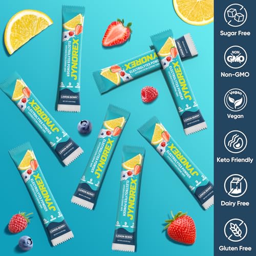 Image of Electrolytes Powder Packets Sugar Free, 30 Sticks High Sodium Hydration Packets, Low Calorie Electrolyte Packets Drink Mix Liquid Daily IV with Lemon Berry, 10.5OZ