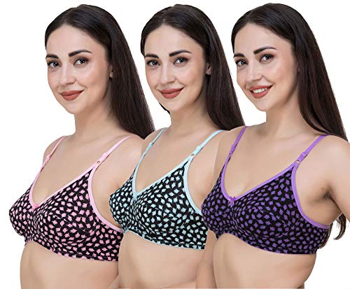 Image of Fasense Women's Cotton Leaf Print Medium Coverage Wire Free Non Padded Bra