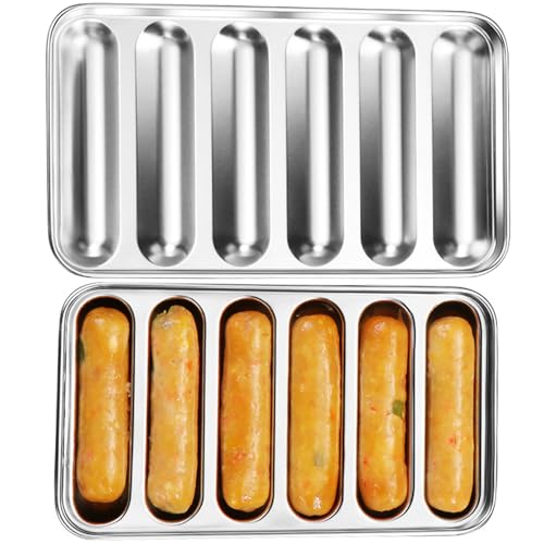 Molde Salchichas Acero Inoxidable con Tapa, Molde Perros Calientes DIY, Molde Hacer Salchichas Carne Casera Antiadherente, Moldeador para Hornear, Cocinar, Cocina Casera, Barbacoa, Salchichas Veganas