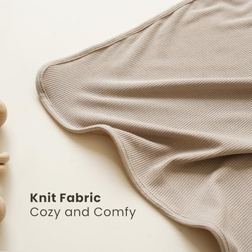 Image of Konssy Ribbed Knit Baby Blankets 2 Pack, Stretchy Lightweight Swaddle Blanket for Boys & Girls, Soft Cozy Receiving Wrap for Newborns, Infants, & Toddlers, 33x42 Inch