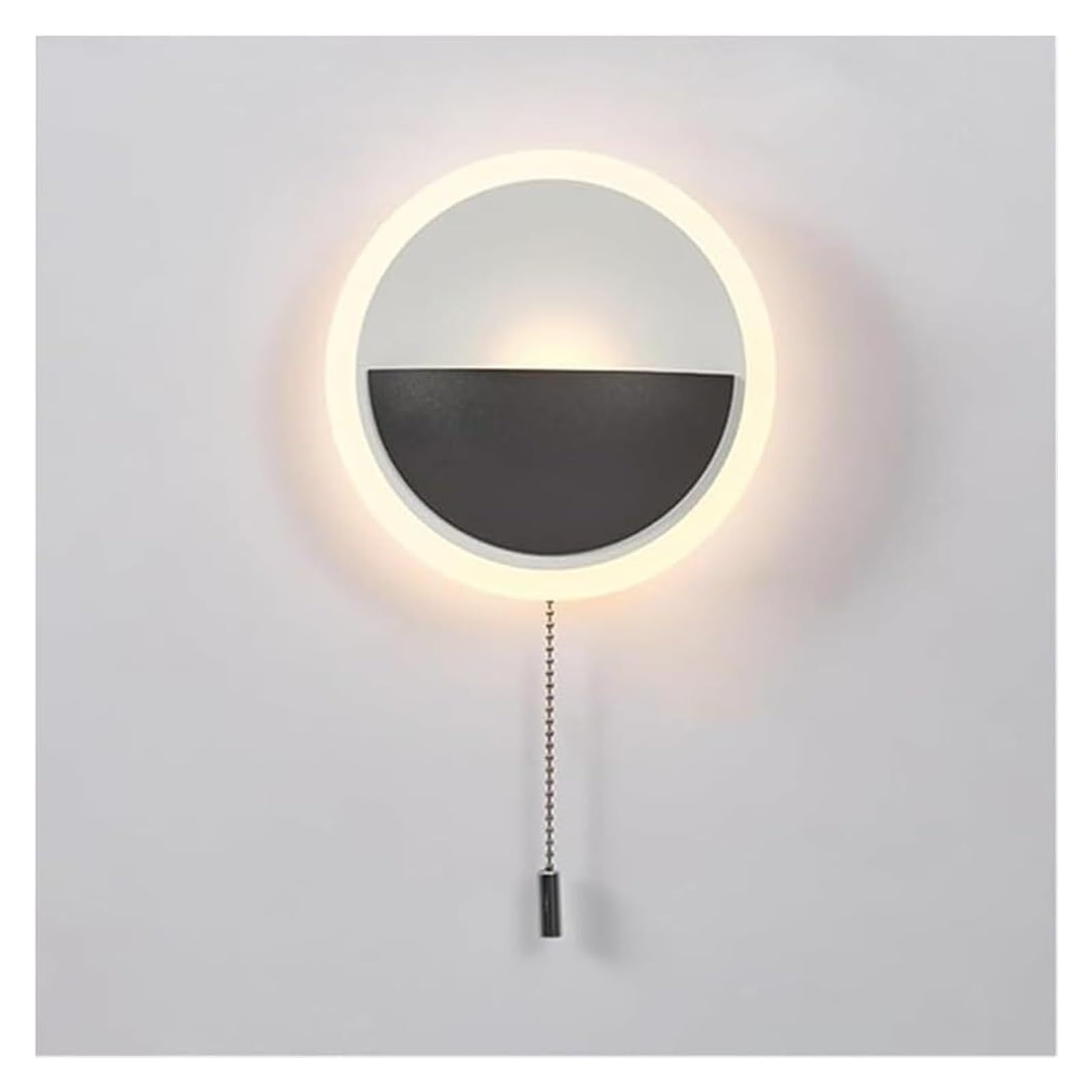Lampa ścienna wewnętrzna o minimalistycznym wzornictwie, prosta okrągła lampa ścienna z przełącznikiem łańcuchowym, do sypialni, jadalni, salonu, korytarza na zewnątrz